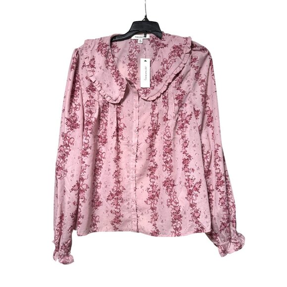 FRANCESCA'S VICKI FLORAL BIB COLLAR BLOUSE NWT - Picture 4 of 4